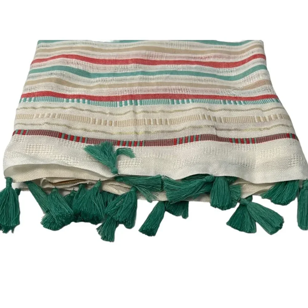 Collection Eighteen Multi-Color Infinity Scarf with tassels & metallic thread